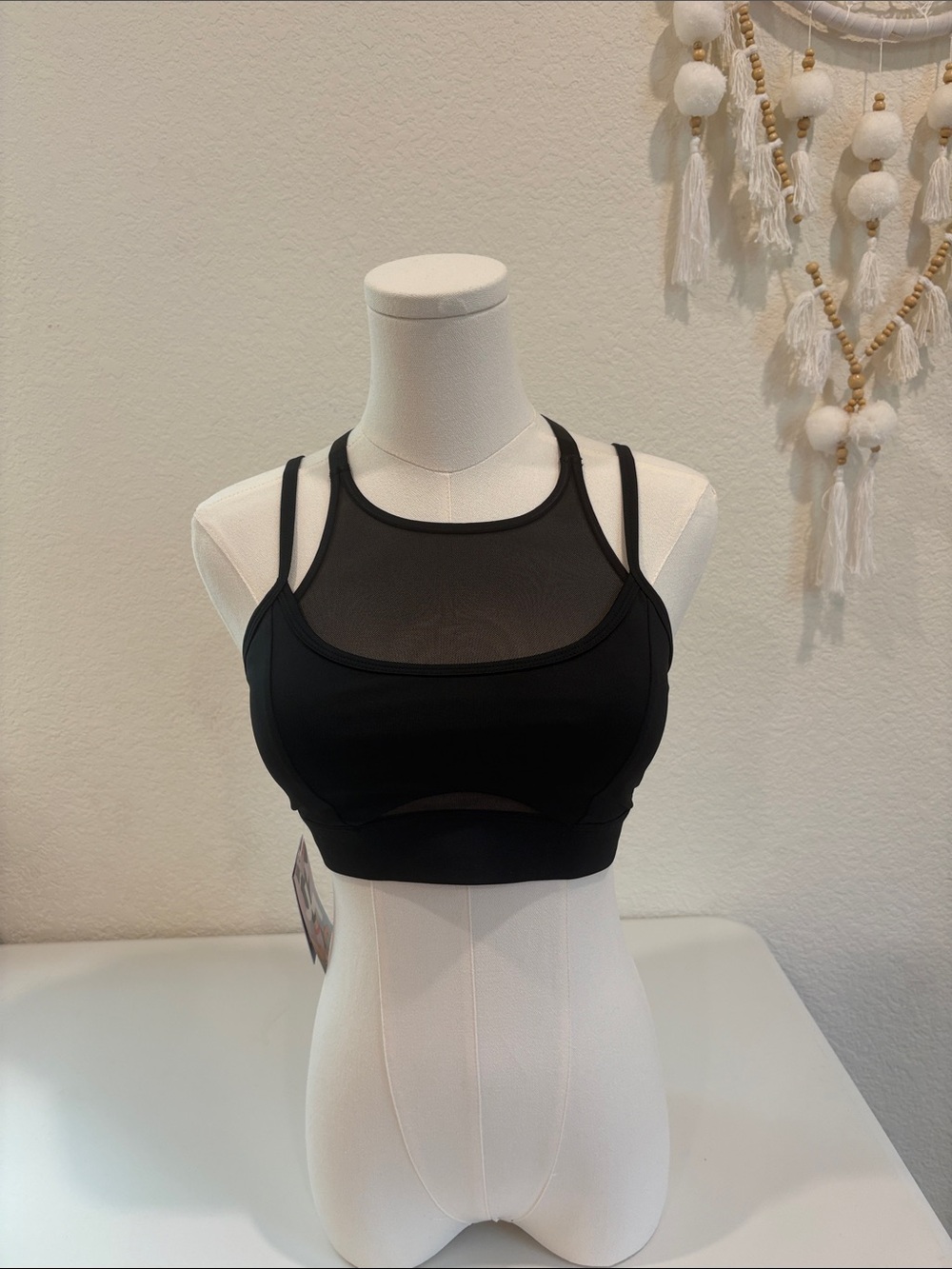 JoyLab Black Double-Strap Mesh Sports Bra